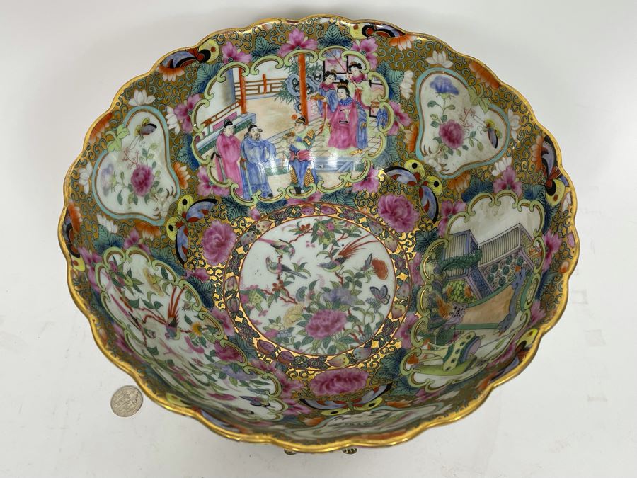 JUST ADDED - Chinese Hand Painted Porcelain Bowl With Metal Stand 12W X 6H [Photo 6]