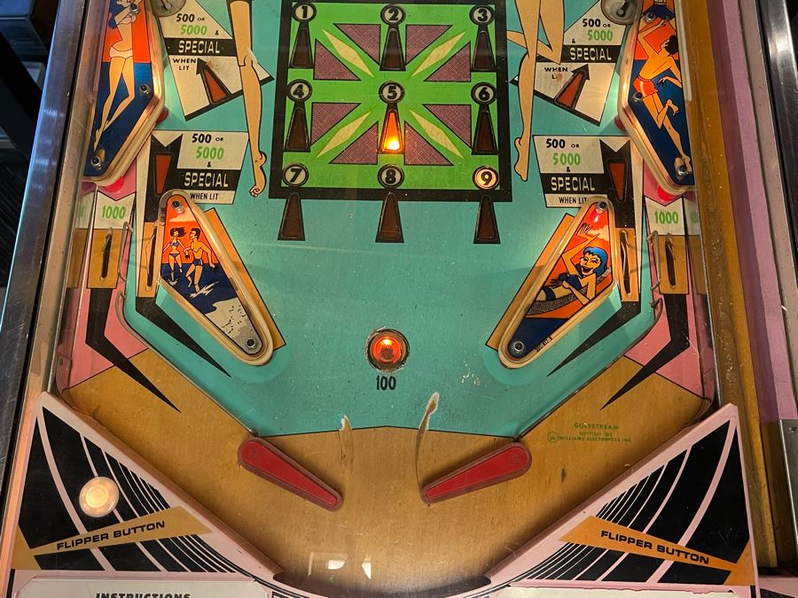 Vintage 1972 Williams Gulfstream Pinball Machine With Beach Theme Playable Working Condition 24W X 52D X 70.5H [Photo 8]