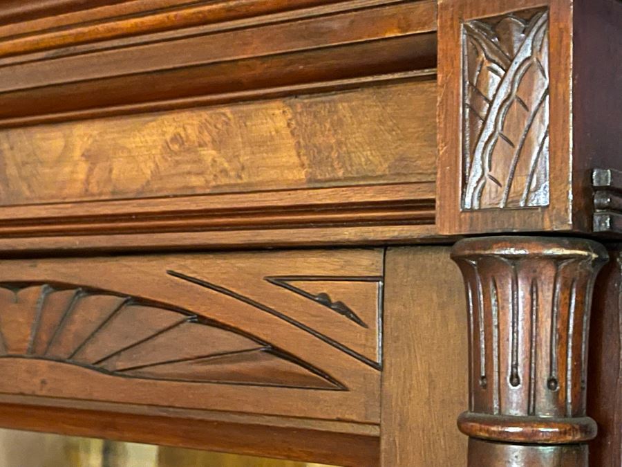 Beautiful Antique Carved Wood Glass Front Display Cabinet 49W X 19D X 89H [Photo 6]