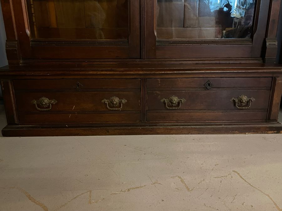 Beautiful Antique Carved Wood Glass Front Display Cabinet 49W X 19D X 89H [Photo 7]