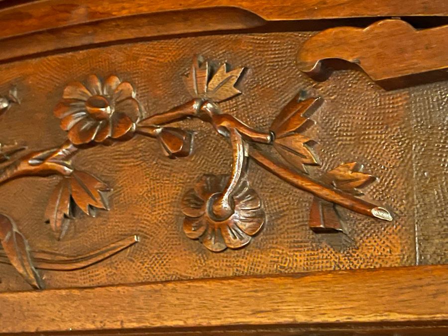 Beautiful Antique Carved Wood Glass Front Display Cabinet 49W X 19D X 89H [Photo 4]