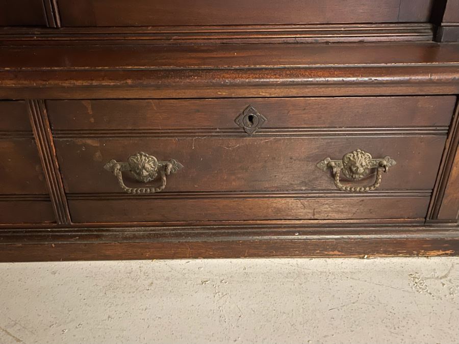 Beautiful Antique Carved Wood Glass Front Display Cabinet 49W X 19D X 89H [Photo 8]