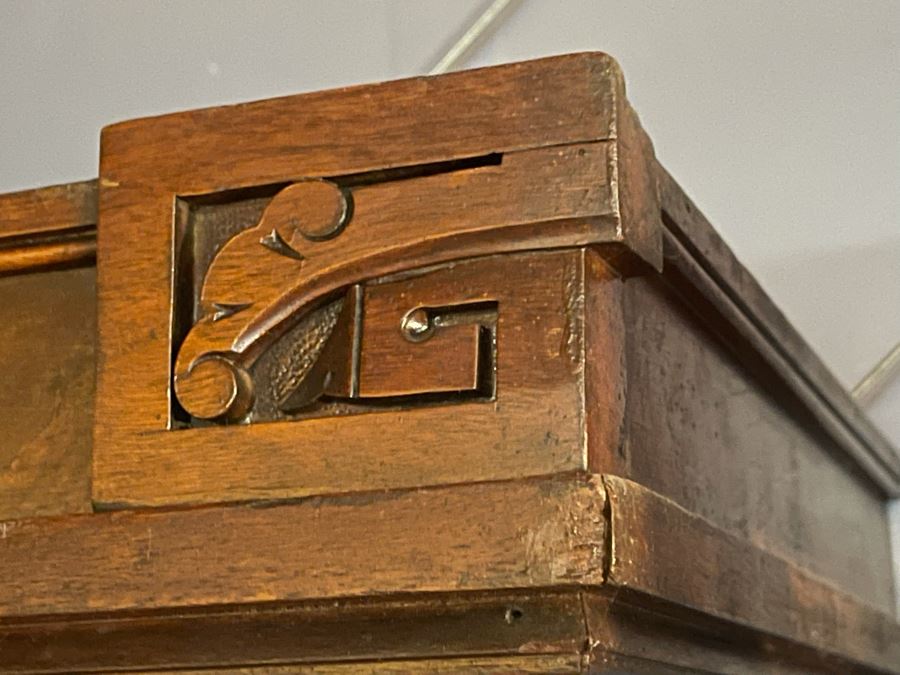 Beautiful Antique Carved Wood Glass Front Display Cabinet 49W X 19D X 89H [Photo 5]