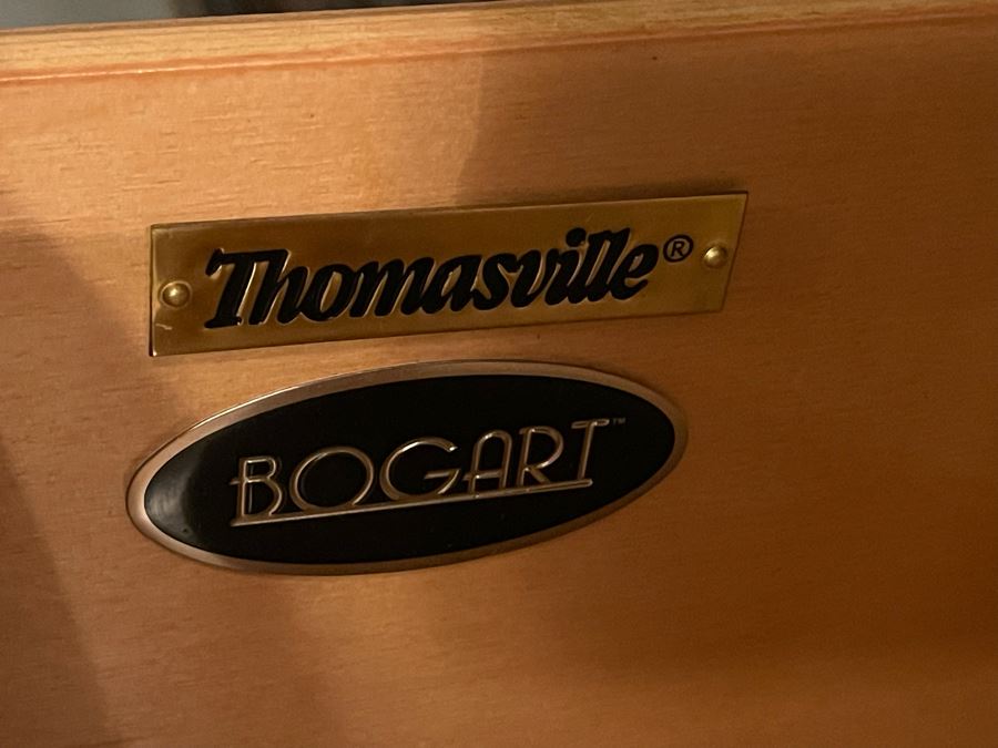 Thomasville Bogart Collection Wooden Display Cabinet With Curved Glass Front 45W X 19D X 88H [Photo 4]