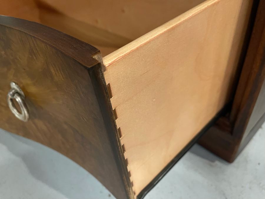 Thomasville Bogart Collection Wooden Display Cabinet With Curved Glass Front 45W X 19D X 88H [Photo 5]