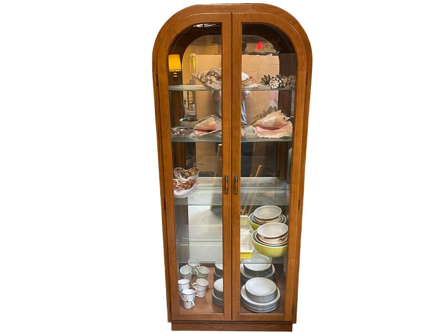 Curved Top Wooden Display Cabinet 32W X 13D X 76H [Photo 1]