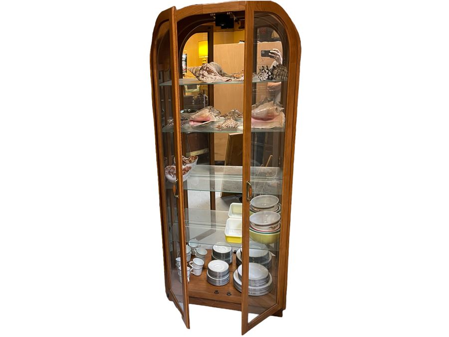Curved Top Wooden Display Cabinet 32W X 13D X 76H [Photo 2]