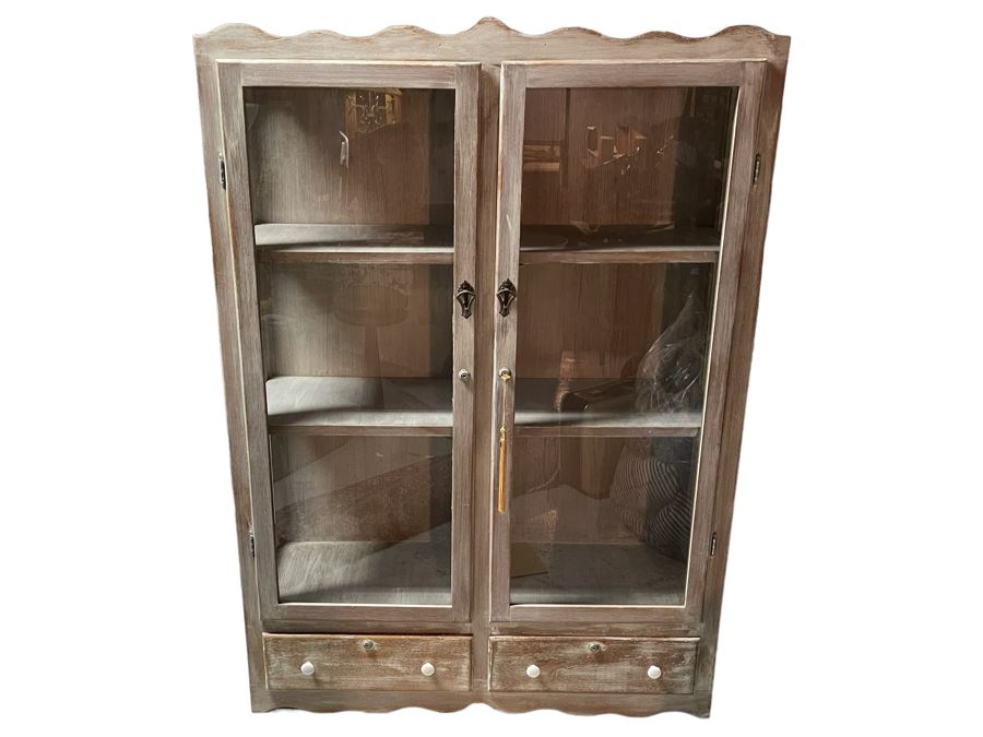Wooden Lockable Display Cabinet 46W X 14.5D X 65.5H [Photo 1]