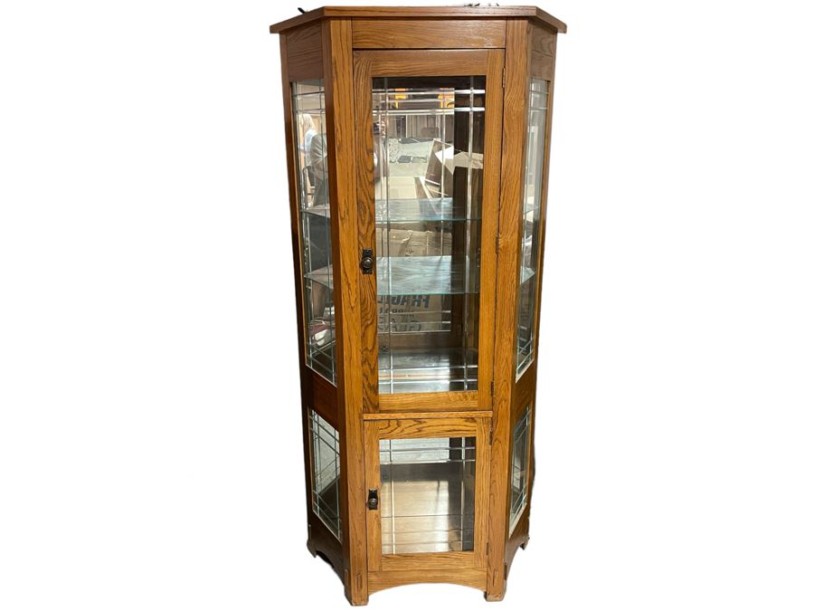 Wooden Display Cabinet With Angled Sides 39W X 14D X 78H [Photo 1]