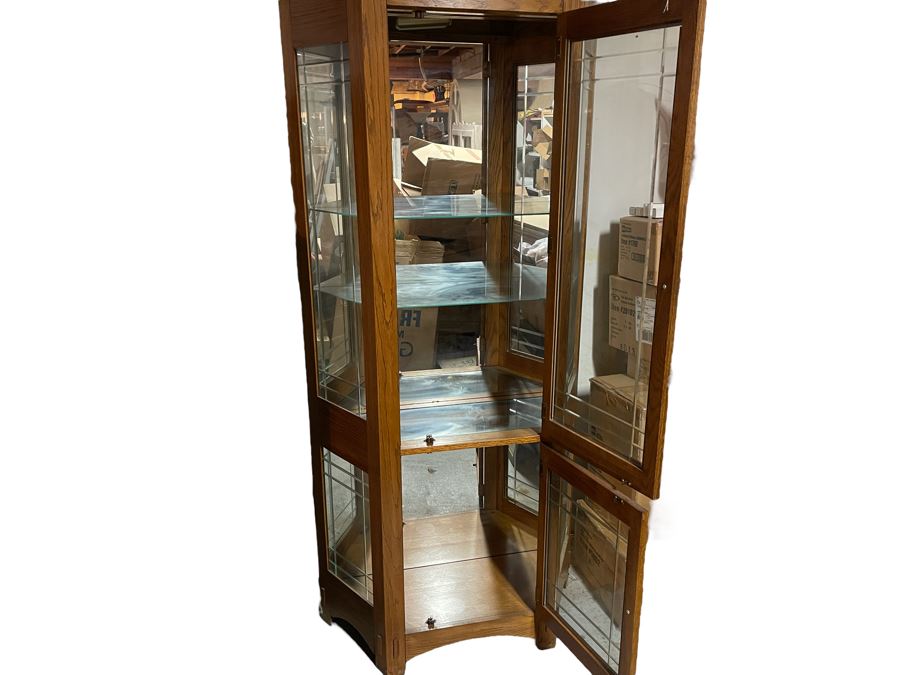 Wooden Display Cabinet With Angled Sides 39W X 14D X 78H [Photo 2]