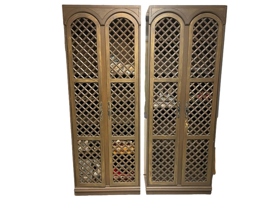 Pair Of Wooden Pantry Cabinet With Grille Doors 31.5W X 16D X 86H [Photo 1]