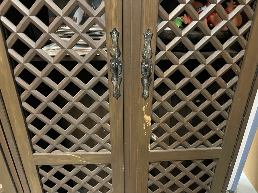 Pair Of Wooden Pantry Cabinet With Grille Doors 31.5W X 16D X 86H [Photo 3]