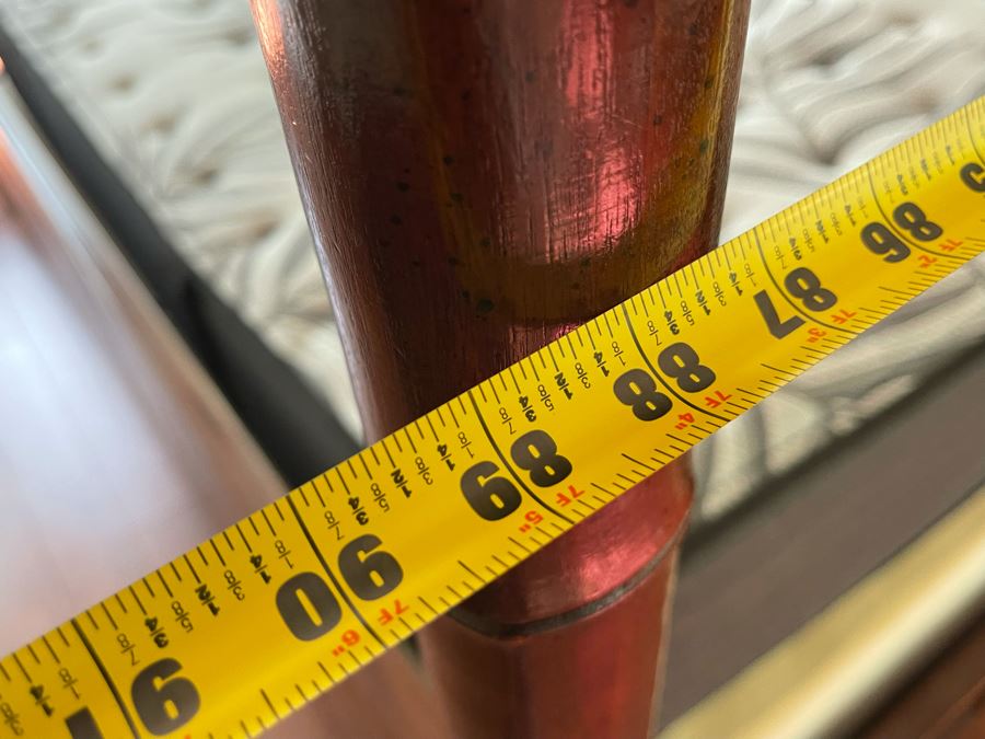 Henredon Pan Asian King Size Canopy Poster Bed Faux Bamboo Campaign Style With Sealy Posturepedic Plus Eastern King Size Mattress Bed Measures 7'W X 90'L X 86'H  Estimate $4,000 [Photo 15]