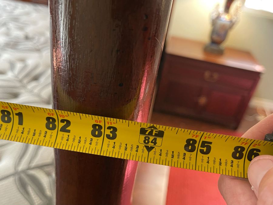 Henredon Pan Asian King Size Canopy Poster Bed Faux Bamboo Campaign Style With Sealy Posturepedic Plus Eastern King Size Mattress Bed Measures 7'W X 90'L X 86'H  Estimate $4,000 [Photo 14]