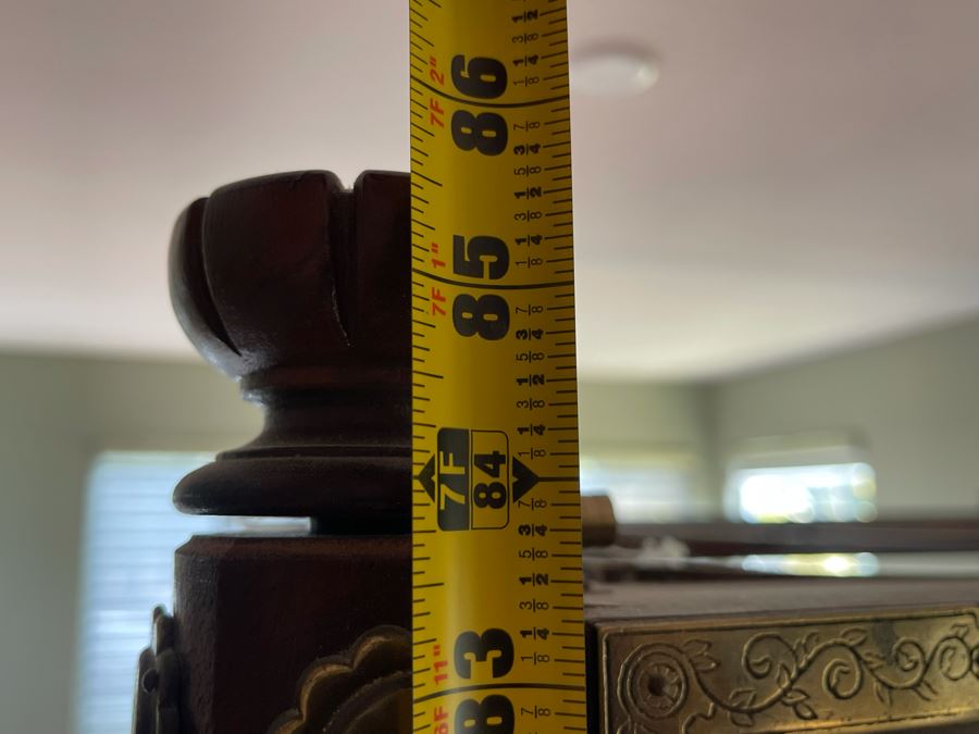 Henredon Pan Asian King Size Canopy Poster Bed Faux Bamboo Campaign Style With Sealy Posturepedic Plus Eastern King Size Mattress Bed Measures 7'W X 90'L X 86'H  Estimate $4,000 [Photo 16]