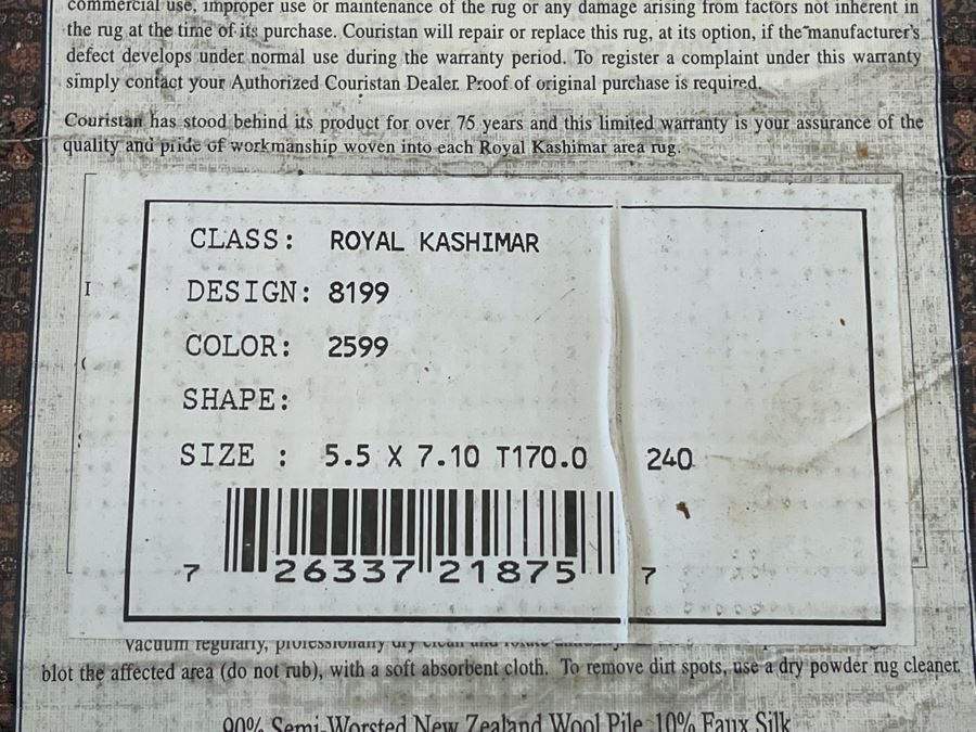 Metal Base With Glass Frame Coffee Table 52W X 36D Plus Couristan Royal Kashimar Area Rug 5.5 X 7.1 [Photo 8]