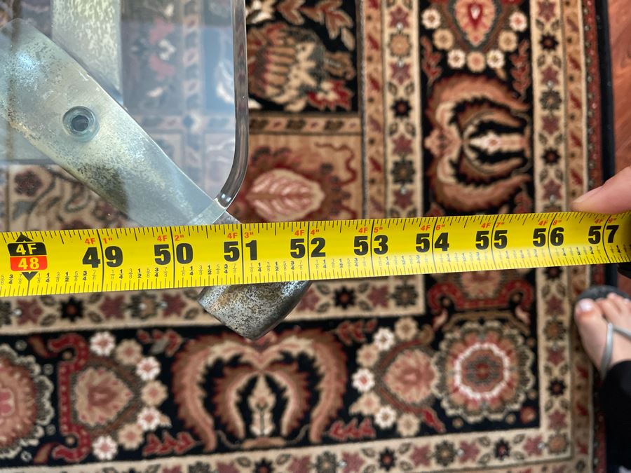 Metal Base With Glass Frame Coffee Table 52W X 36D Plus Couristan Royal Kashimar Area Rug 5.5 X 7.1 [Photo 9]