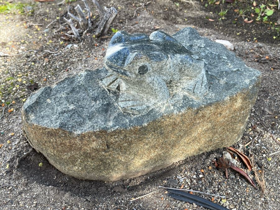 Large Carved Stone Frog Sculpture 14W X 8D X 8H [Photo 7]