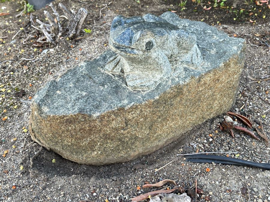 Large Carved Stone Frog Sculpture 14W X 8D X 8H [Photo 4]