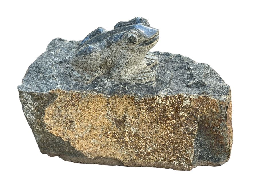 Large Carved Stone Frog Sculpture 14W X 8D X 8H [Photo 2]