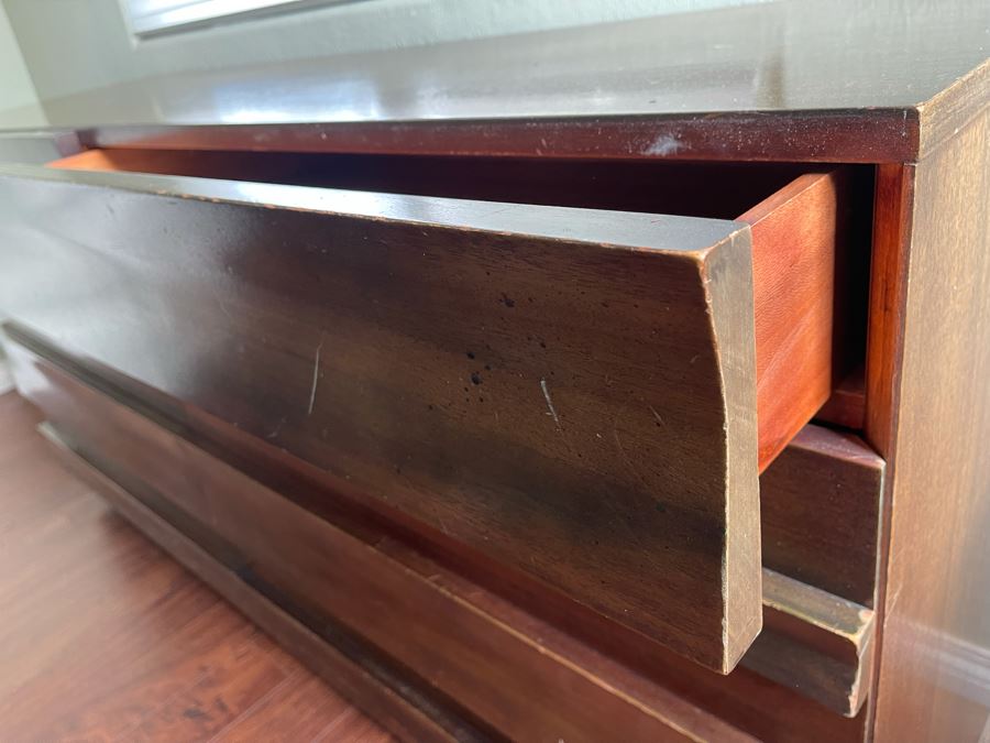 Mid-Century Modern Chest Of Drawers Dresser On Casters 66W X 20D X 32H [Photo 9]