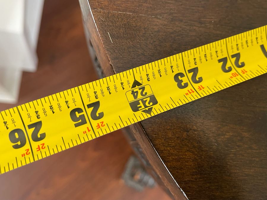 Antique Wooden Pedestal Table With Drawer (2 Of The Applied Side Decorations In Back Are Missing - See Photos) 24W X 26H [Photo 13]