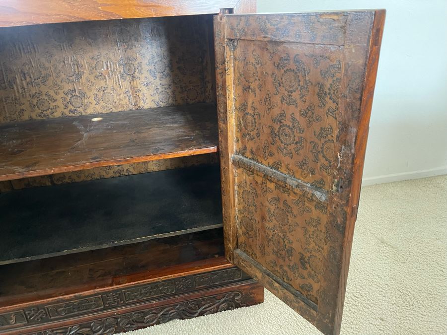 Antique Chinese Carved Wooden Wedding Cabinet 35W X 22D X 37H [Photo 25]