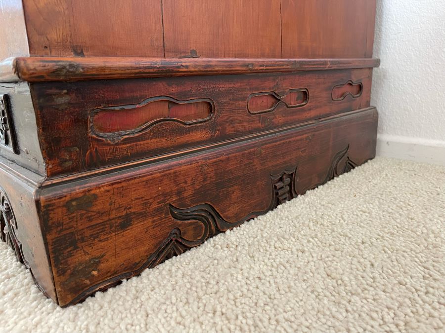 Antique Chinese Carved Wooden Wedding Cabinet 35W X 22D X 37H [Photo 19]