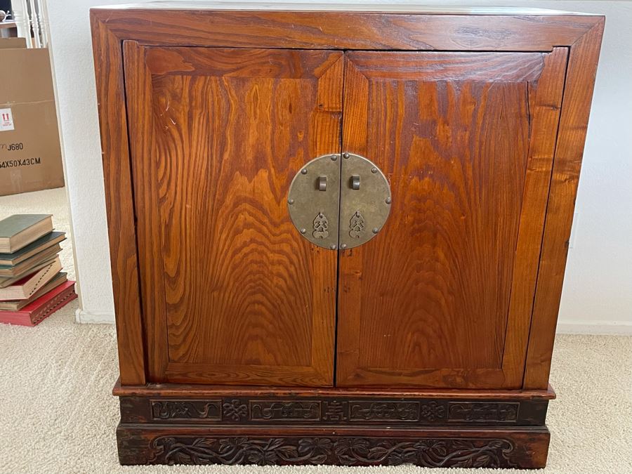 Antique Chinese Carved Wooden Wedding Cabinet 35W X 22D X 37H [Photo 3]