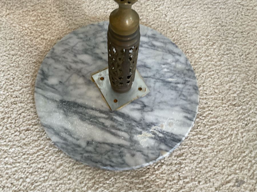 Brass Pedestal Table With Marble Top 15R X 17H [Photo 13]