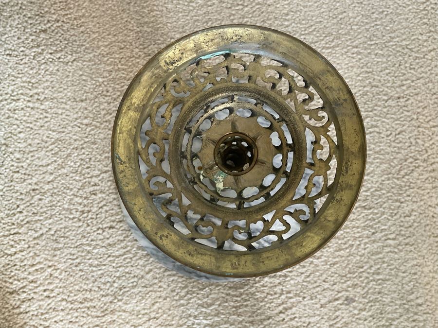 Brass Pedestal Table With Marble Top 15R X 17H [Photo 12]