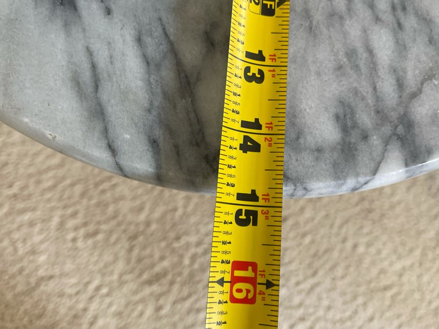 Brass Pedestal Table With Marble Top 15R X 17H [Photo 10]