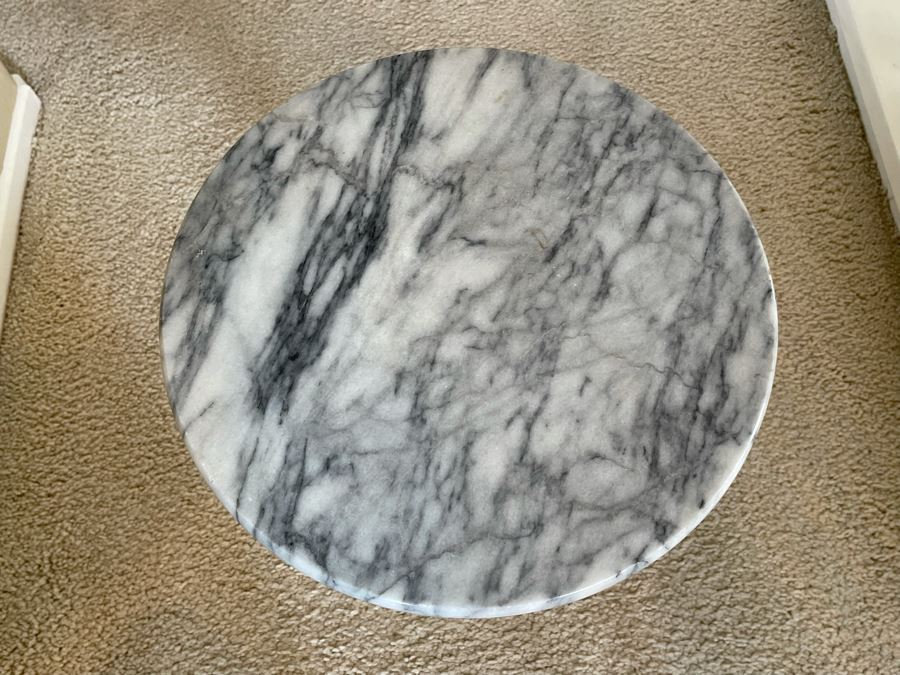 Brass Pedestal Table With Marble Top 15R X 17H [Photo 9]