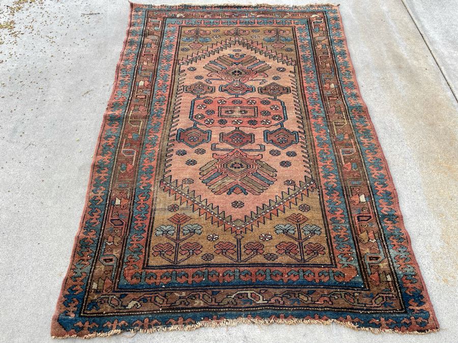 Antique Hand Knotted Wool Persian Kilim Area Rug 46 X 71 [Photo 4]