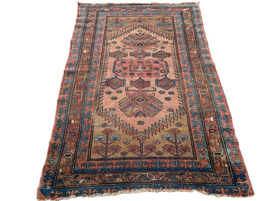 Antique Hand Knotted Wool Persian Kilim Area Rug 46 X 71