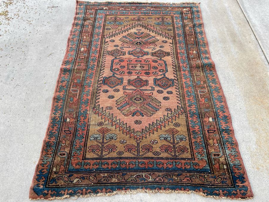 Antique Hand Knotted Wool Persian Kilim Area Rug 46 X 71 [Photo 3]
