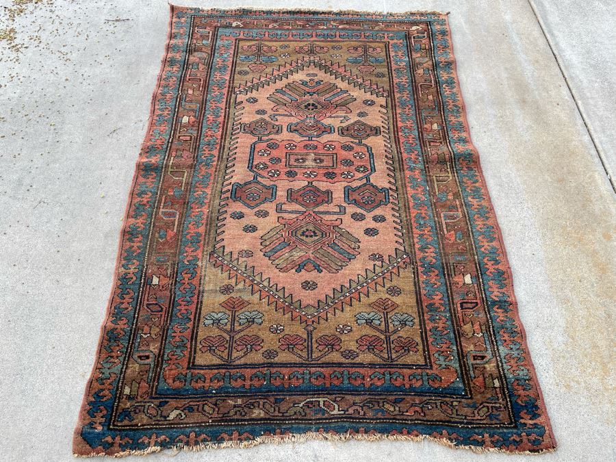 Antique Hand Knotted Wool Persian Kilim Area Rug 46 X 71 [Photo 2]