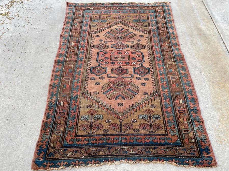 Antique Hand Knotted Wool Persian Kilim Area Rug 46 X 71 [Photo 5]