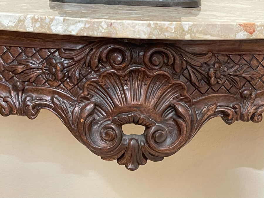 Vintage French Regency Style Console Table With Marble Top 47W X 16.5D X 33.5H [Photo 4]