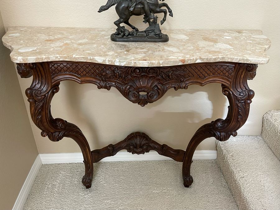 Vintage French Regency Style Console Table With Marble Top 47W X 16.5D X 33.5H [Photo 3]