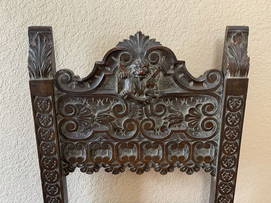 Antique Hand Carved Chair 18W X 16D X 47H [Photo 4]