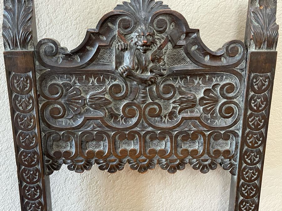 Antique Hand Carved Chair 18W X 16D X 47H [Photo 7]