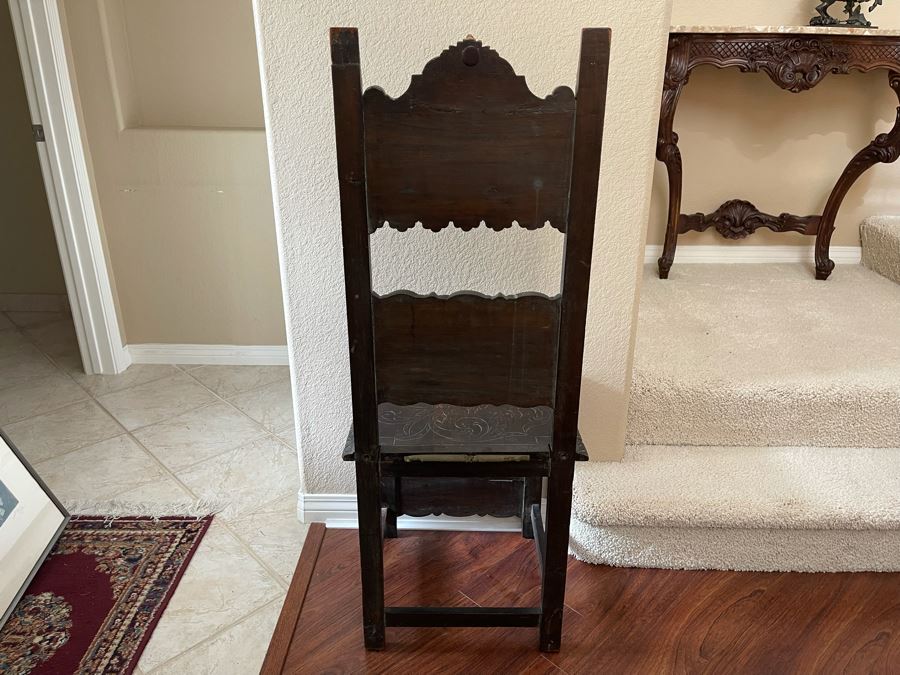 Antique Hand Carved Chair 18W X 16D X 47H [Photo 10]