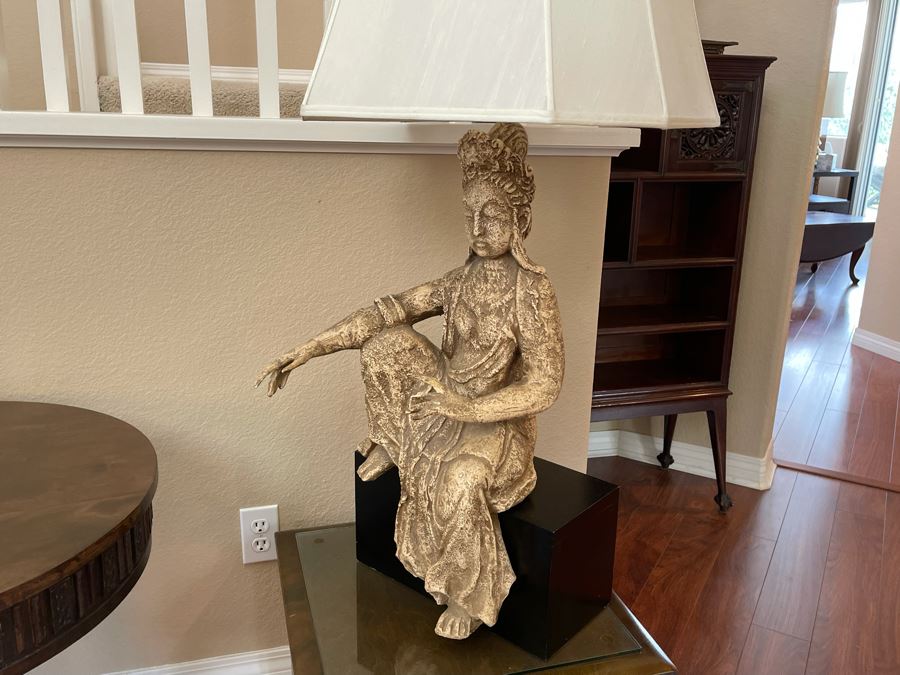 Large Chinese Sitting Buddha Lamp (Plaster Or Resin Material) 44H [Photo 2]