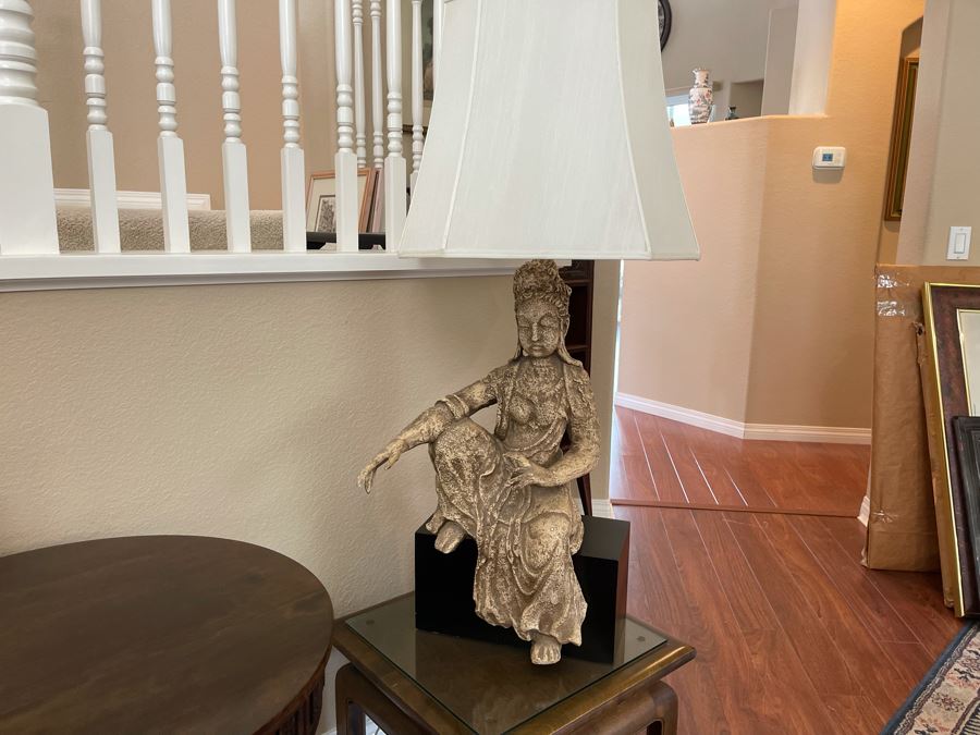 Large Chinese Sitting Buddha Lamp (Plaster Or Resin Material) 44H [Photo 4]