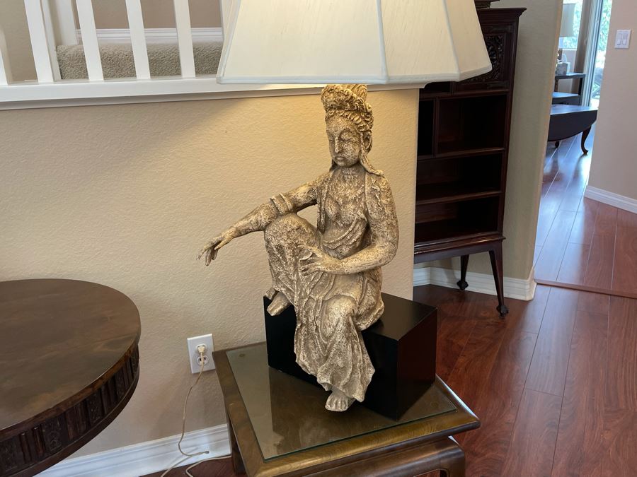 Large Chinese Sitting Buddha Lamp (Plaster Or Resin Material) 44H [Photo 8]