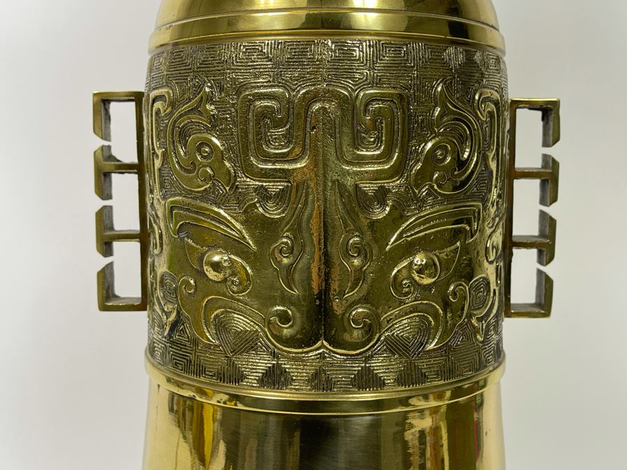 Large Asian Brass Lamp 56H [Photo 9]