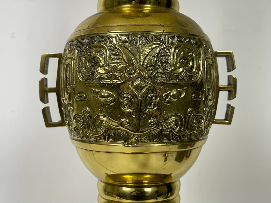 Large Asian Brass Lamp 56H [Photo 10]