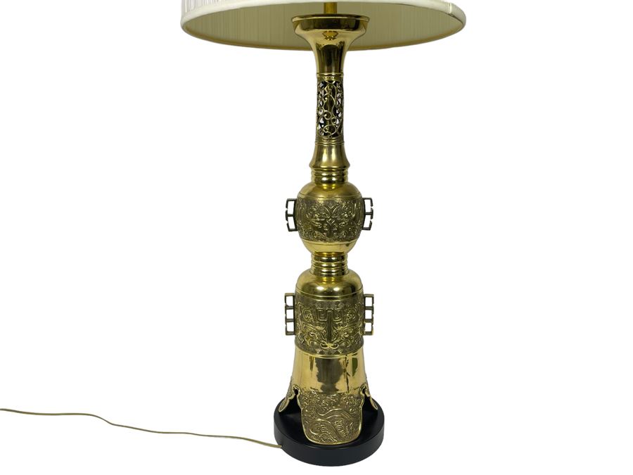 Large Asian Brass Lamp 56H [Photo 1]
