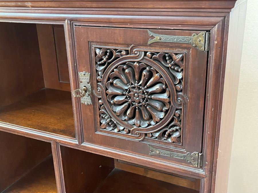 Mahogany Etagere Bookshelf Display Cabinet Heavy 24W X 11D X 49H [Photo 5]